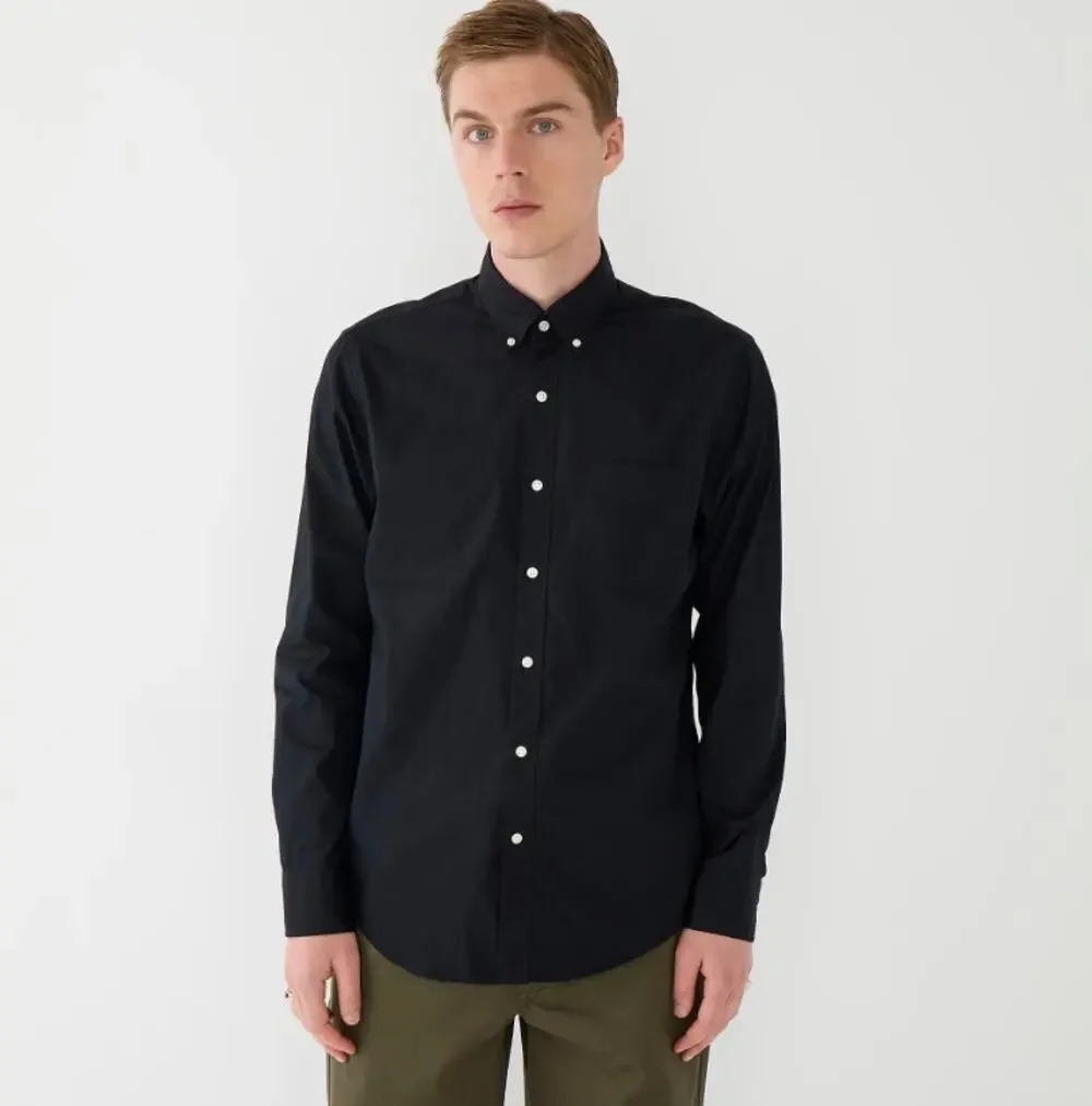 J.Crew Slim Secret Wash Cotton Poplin Shirt Sz 2XL Black Button Down Long Sleeve